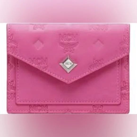 MCM Hot Pink Envelope Clutch with Silver-Tone Logo Accent - Picture 1 of 7